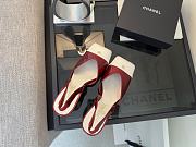 Kitlife Chanel Slingbacks Red Lambskin & White Patent Calfskin 90mm  - 5