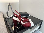Kitlife Chanel Slingbacks Red Lambskin & White Patent Calfskin 90mm  - 4