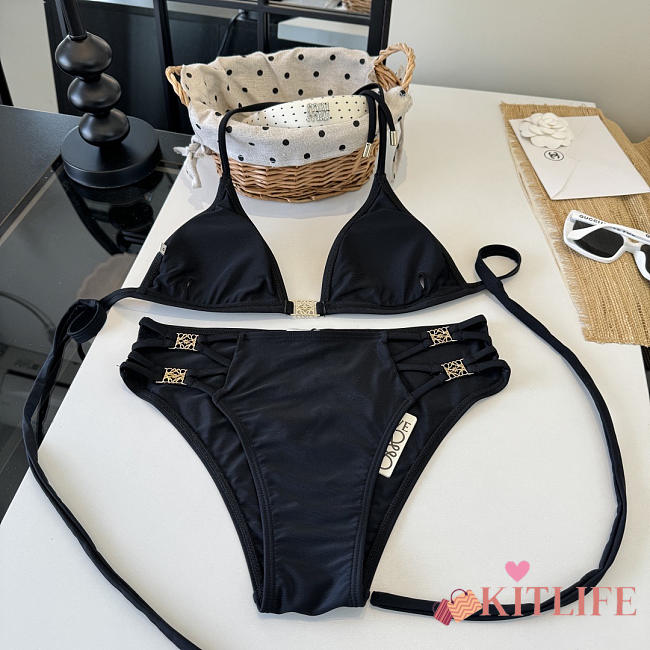 Kitlife Loewe Two-Piece Bikini Swimsuit Black  - 1