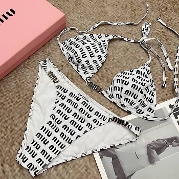 Kitlife Miu Miu Two-piece Swimsuit  White & Black Pattern