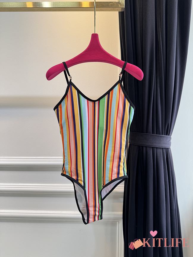 Kitlife Chanel Coco Beach 2026 Colorful Striped One-Piece Swimsuit - 1