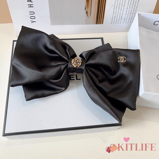 Kitlife Chanel Celebrity-endorsed Bow Camellia Hair Clip Black - 1