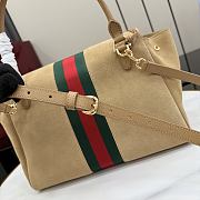 Kitife Gucci Paparazzo Medium Top Handle Bag Beige Soft Suede ‎875018 32x24x17cm  - 3