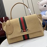 Kitife Gucci Paparazzo Large Top Handle Bag Beige Soft Leather ‎875019 37x29x13cm  - 1