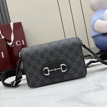 Kitlife Gucci Horsebit 1955 Mini Bag Black GG Supreme 855566 18.5x13x7cm 