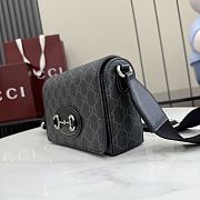 Kitlife Gucci Horsebit 1955 Mini Bag Black GG Supreme 855566 18.5x13x7cm  - 2
