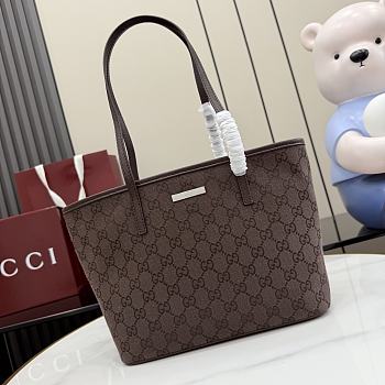 Kitlife Gucci Tribeca Small Tote Bag Dark Brown GG Canvas 875236 25x19x11.5cm