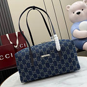 Kitlife Gucci Melrose Medium Boston Bag Dark Blue GG Denim 875228 29x14x15cm - 1
