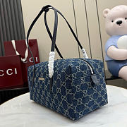 Kitlife Gucci Melrose Medium Boston Bag Dark Blue GG Denim 875228 29x14x15cm - 6