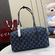 Kitlife Gucci Melrose Medium Boston Bag Dark Blue GG Denim 875228 29x14x15cm - 5