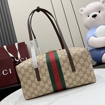  Kitlife Gucci Melrose Medium Boston Bag Beige GG Denim 875228 29x14x15cm