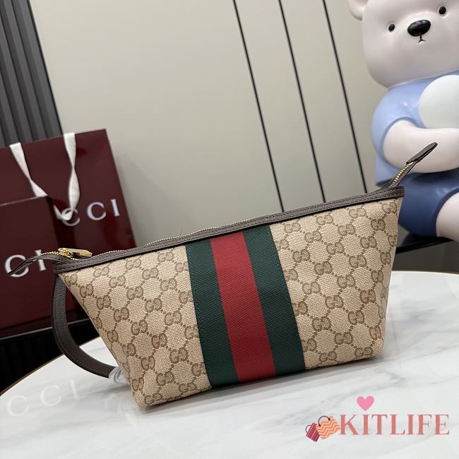 Kitlife Gucci Essence Classic Small Toiletry Case Beige Canvas 875159 21.5x16x13.5cm - 1