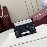 Kitlife Gucci Card Case with Gucci Plaque Dark Blue GG Denim 875795 10x7cm - 1