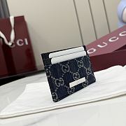 Kitlife Gucci Card Case with Gucci Plaque Dark Blue GG Denim 875795 10x7cm - 3