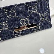 Kitlife Gucci Card Case with Gucci Plaque Dark Blue GG Denim 875795 10x7cm - 5