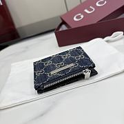Kitlife Gucci Small Wallet with Gucci Plaque Dark Blue GG Denim 875798 10x8cm - 5