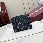 Kitlife Gucci Small Wallet with Gucci Plaque Dark Blue GG Denim 875798 10x8cm - 4