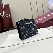 Kitlife Gucci Small Wallet with Gucci Plaque Dark Blue GG Denim 875798 10x8cm - 3