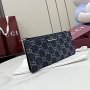 Kitlife Gucci Long Wallet with Gucci Plaque Dark Blue GG Denim 875805 19x10x1.5cm - 2