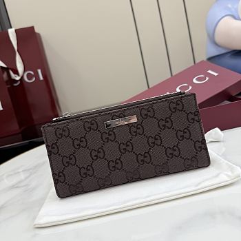Kitlife Gucci Long Wallet with Gucci Plaque Dark Brown 875805 19x10x1.5cm