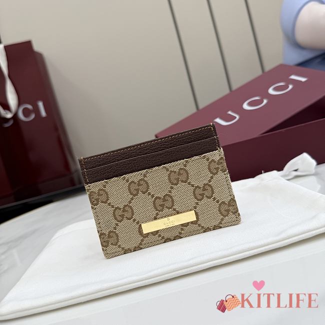 Kitlife Gucci Card Case with Gucci Plaque Beige 875795 10x7cm  - 1