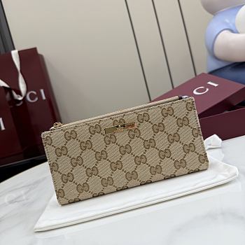 Kitlife Gucci Long Wallet with Gucci Plaque Beige 875805 19x10x1.5cm 