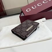 Kitlife Gucci Small Wallet with Gucci Plaque Dark Brown GG Denim 875798 10x8cm  - 6