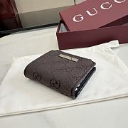Kitlife Gucci Small Wallet with Gucci Plaque Dark Brown GG Denim 875798 10x8cm  - 2