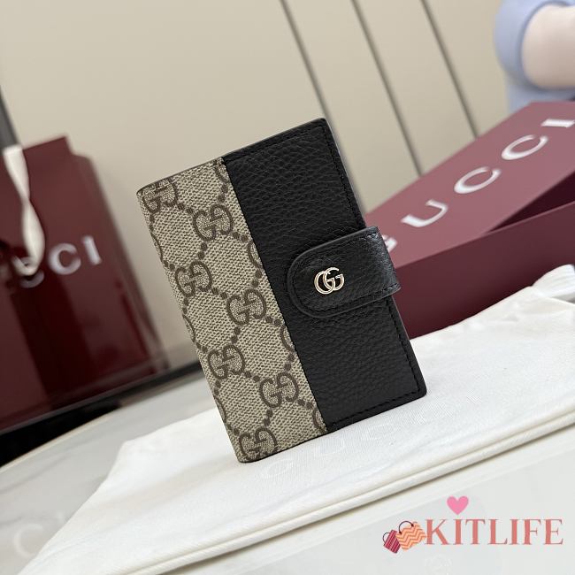 Kitlife Gucci Bi-color GG Marmont Card Case Beige and Black 855484 8x11x2cm - 1