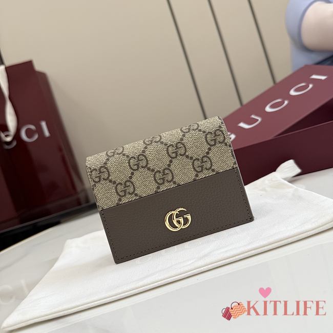 Kitlife Gucci Bi-color GG Marmont Small Wallet Beige & Brown 841358 11x8.5x3cm - 1