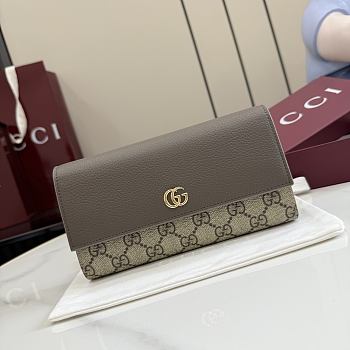Kitlife Gucci Bi-color GG Marmont Continental Wallet Beige & Brown 456116 19x10x3.5cm