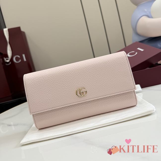 Kitlife Gucci Bi-color GG Marmont Continental Wallet Pink 456116 19x10x3.5cm - 1