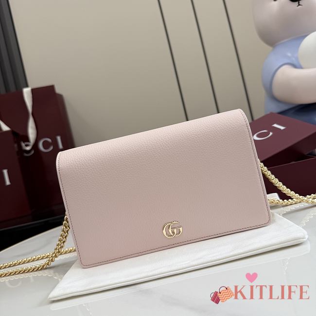 Kitlife Gucci Bi-color GG Marmont Wallet On Chain Pink 497985 20x12.5x4cm - 1
