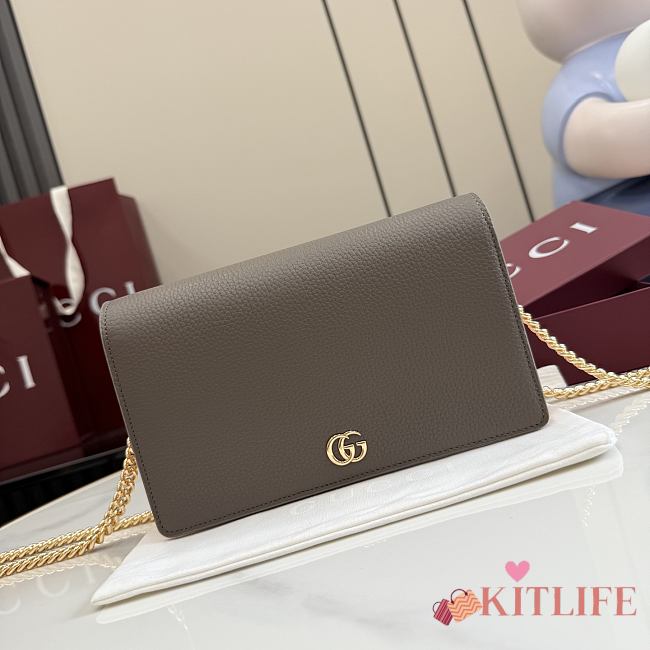 Kitlife Gucci Bi-color GG Marmont Wallet On Chain Brown 497985 20x12.5x4cm  - 1