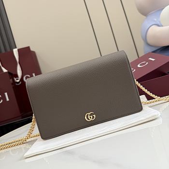 Kitlife Gucci Bi-color GG Marmont Wallet On Chain Brown 497985 20x12.5x4cm 
