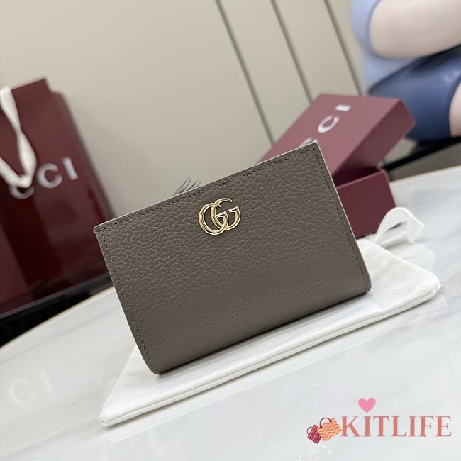 Kitlife Gucci Bi-color GG Marmont Small Wallet Brown 772738 11.5x8x3cm - 1