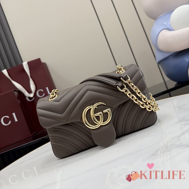 Kitlife Gucci GG Marmont Small Shoulder Bag Brown 837280 22x12.5x6cm - 1
