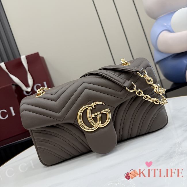 Kitlfie Gucci GG Marmont Medium Shoulder Bag Brown 837267 26x15x7cm - 1