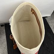 Kitlife Celine Plein Soleil Textile Calfskin Horizontal Cabas Bag Cream Red 44x32x16cm - 6
