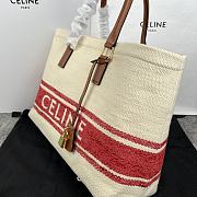 Kitlife Celine Plein Soleil Textile Calfskin Horizontal Cabas Bag Cream Red 44x32x16cm - 5