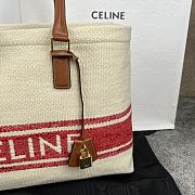 Kitlife Celine Plein Soleil Textile Calfskin Horizontal Cabas Bag Cream Red 44x32x16cm - 3