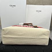 Kitlife Celine Plein Soleil Textile Calfskin Horizontal Cabas Bag Cream Red 44x32x16cm - 2