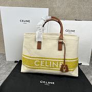 Kitlife Celine Plein Soleil Textile Calfskin Horizontal Cabas Bag Cream Yellow 44x32x16cm - 1