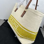 Kitlife Celine Plein Soleil Textile Calfskin Horizontal Cabas Bag Cream Yellow 44x32x16cm - 4