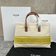 Kitlife Celine Plein Soleil Textile Calfskin Horizontal Cabas Bag Cream Yellow 44x32x16cm - 3