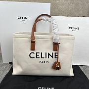 Kitlife Celine Plein Soleil Textile Calfskin Horizontal Cabas Bag Cream 44x32x16cm  - 1