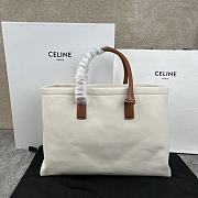 Kitlife Celine Plein Soleil Textile Calfskin Horizontal Cabas Bag Cream 44x32x16cm  - 6