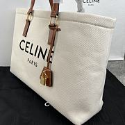 Kitlife Celine Plein Soleil Textile Calfskin Horizontal Cabas Bag Cream 44x32x16cm  - 3