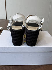 Kitlife Dior J'Adior Wedge Slide with Straps White Embroidered Cotton and Black Raffia - 6