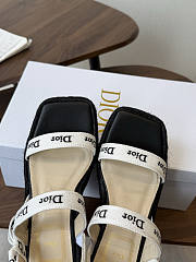 Kitlife Dior J'Adior Wedge Slide with Straps White Embroidered Cotton and Black Raffia - 4